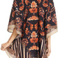 Sakkas Tallulah Wide Circle Blouse V Neck Top With Tassle Ties And Rhinestones