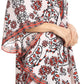 Sakkas Tallulah Wide Circle Blouse V Neck Top With Tassle Ties And Rhinestones