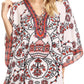 Sakkas Tallulah Wide Circle Blouse V Neck Top With Tassle Ties And Rhinestones