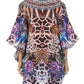 Sakkas Tallulah Wide Circle Blouse V Neck Top With Tassle Ties And Rhinestones