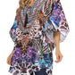 Sakkas Tallulah Wide Circle Blouse V Neck Top With Tassle Ties And Rhinestones