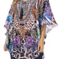 Sakkas Tallulah Wide Circle Blouse V Neck Top With Tassle Ties And Rhinestones