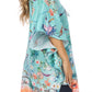 Sakkas Tallulah Wide Circle Blouse V Neck Top With Tassle Ties And Rhinestones