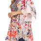 Sakkas Tallulah Wide Circle Blouse V Neck Top With Tassle Ties And Rhinestones