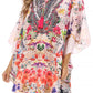 Sakkas Tallulah Wide Circle Blouse V Neck Top With Tassle Ties And Rhinestones