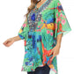 Sakkas Tallulah Wide Circle Blouse V Neck Top With Tassle Ties And Rhinestones