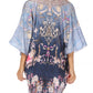 Sakkas Tallulah Wide Circle Blouse V Neck Top With Tassle Ties And Rhinestones