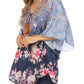Sakkas Tallulah Wide Circle Blouse V Neck Top With Tassle Ties And Rhinestones