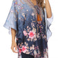 Sakkas Tallulah Wide Circle Blouse V Neck Top With Tassle Ties And Rhinestones