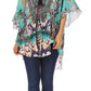 Sakkas Tallulah Wide Circle Blouse V Neck Top With Tassle Ties And Rhinestones