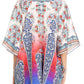 Sakkas Tallulah Wide Circle Blouse V Neck Top With Tassle Ties And Rhinestones