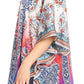 Sakkas Tallulah Wide Circle Blouse V Neck Top With Tassle Ties And Rhinestones