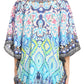 Sakkas Tallulah Wide Circle Blouse V Neck Top With Tassle Ties And Rhinestones