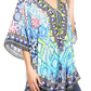 Sakkas Tallulah Wide Circle Blouse V Neck Top With Tassle Ties And Rhinestones