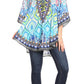 Sakkas Tallulah Wide Circle Blouse V Neck Top With Tassle Ties And Rhinestones