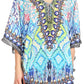 Sakkas Tallulah Wide Circle Blouse V Neck Top With Tassle Ties And Rhinestones