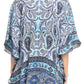 Sakkas Tallulah Wide Circle Blouse V Neck Top With Tassle Ties And Rhinestones