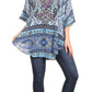 Sakkas Tallulah Wide Circle Blouse V Neck Top With Tassle Ties And Rhinestones