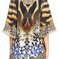 Sakkas Tallulah Wide Circle Blouse V Neck Top With Tassle Ties And Rhinestones