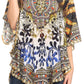 Sakkas Tallulah Wide Circle Blouse V Neck Top With Tassle Ties And Rhinestones