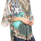 Sakkas Tallulah Wide Circle Blouse V Neck Top With Tassle Ties And Rhinestones