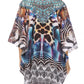Sakkas Tallulah Wide Circle Blouse V Neck Top With Tassle Ties And Rhinestones