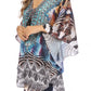 Sakkas Tallulah Wide Circle Blouse V Neck Top With Tassle Ties And Rhinestones