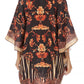 Sakkas Tallulah Wide Circle Blouse V Neck Top With Tassle Ties And Rhinestones