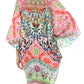 Sakkas Tallulah Wide Circle Blouse V Neck Top With Tassle Ties And Rhinestones