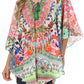 Sakkas Tallulah Wide Circle Blouse V Neck Top With Tassle Ties And Rhinestones