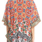 Sakkas Tallulah Wide Circle Blouse V Neck Top With Tassle Ties And Rhinestones