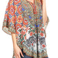 Sakkas Tallulah Wide Circle Blouse V Neck Top With Tassle Ties And Rhinestones
