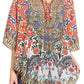 Sakkas Tallulah Wide Circle Blouse V Neck Top With Tassle Ties And Rhinestones