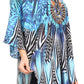 Sakkas Tallulah Wide Circle Blouse V Neck Top With Tassle Ties And Rhinestones