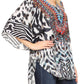 Sakkas Tallulah Wide Circle Blouse V Neck Top With Tassle Ties And Rhinestones