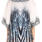 Sakkas Tallulah Wide Circle Blouse V Neck Top With Tassle Ties And Rhinestones