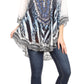 Sakkas Tallulah Wide Circle Blouse V Neck Top With Tassle Ties And Rhinestones