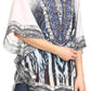 Sakkas Tallulah Wide Circle Blouse V Neck Top With Tassle Ties And Rhinestones