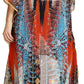 Sakkas Zeke Hi Low V-Neck Caftan Dress Printed Top Cover / Up