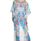 Sakkas Zeke Hi Low V-Neck Caftan Dress Printed Top Cover / Up