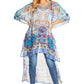 Sakkas Zeke Hi Low V-Neck Caftan Dress Printed Top Cover / Up