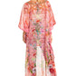Sakkas Zeke Hi Low V-Neck Caftan Dress Printed Top Cover / Up