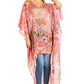 Sakkas Zeke Hi Low V-Neck Caftan Dress Printed Top Cover / Up