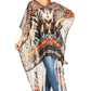 Sakkas Zeke Hi Low V-Neck Caftan Dress Printed Top Cover / Up