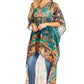 Sakkas Zeke Hi Low V-Neck Caftan Dress Printed Top Cover / Up