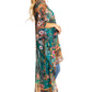 Sakkas Zeke Hi Low V-Neck Caftan Dress Printed Top Cover / Up