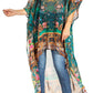 Sakkas Zeke Hi Low V-Neck Caftan Dress Printed Top Cover / Up