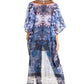 Sakkas Zeke Hi Low V-Neck Caftan Dress Printed Top Cover / Up