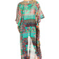 Sakkas Zeke Hi Low V-Neck Caftan Dress Printed Top Cover / Up