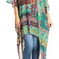 Sakkas Zeke Hi Low V-Neck Caftan Dress Printed Top Cover / Up